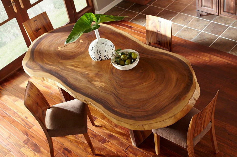 стол в стиле лофт из поперечного спила дерева