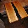 Комплект мебели из слэбов карагача - журнальный столик из слэба карагача с эпоксидной рекой